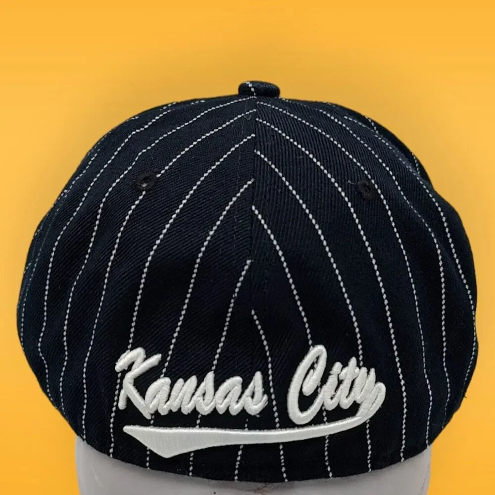 XL Old School Black Pinstripe KC Bling Kansas City Hunter Authentic Headgear Hat